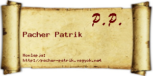 Pacher Patrik névjegykártya